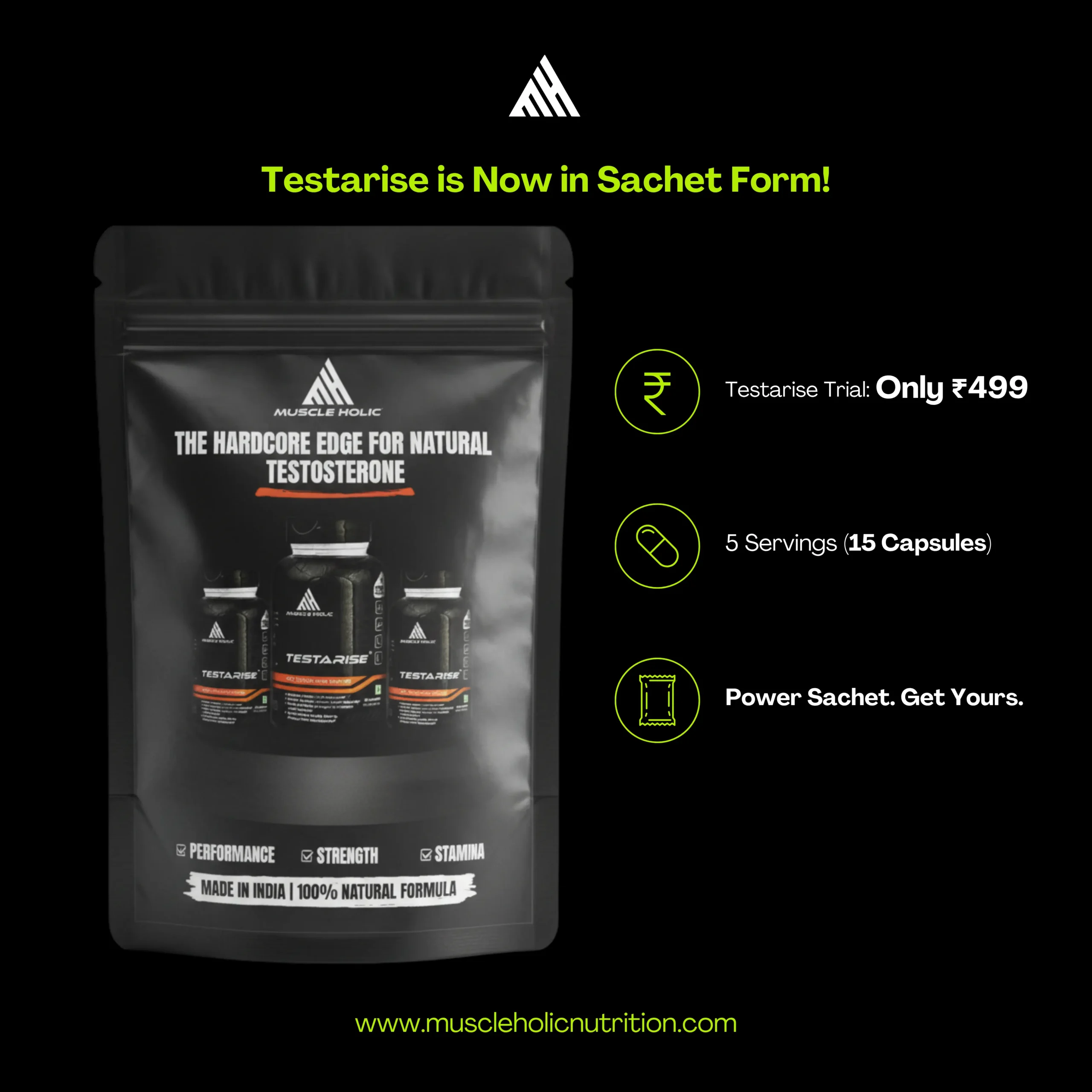 Testarise – Sachet | 15 capsules | Natural Testosterone Booster
